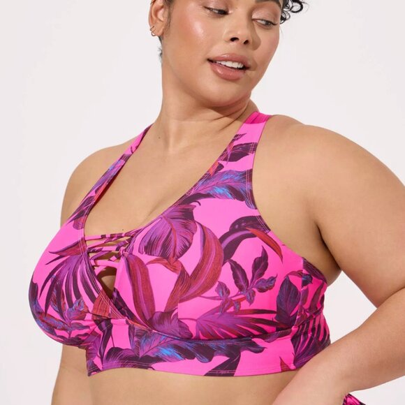 *BOGO FREE* Torrid Size 3 Tropical Wireless XO Triangle Swim Top - Picture 6 of 8